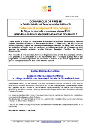 Entretien et équipement des collèges : le Département à la manœuvre durant l’été pour des conditions d’accueil sans cesse améliorées !