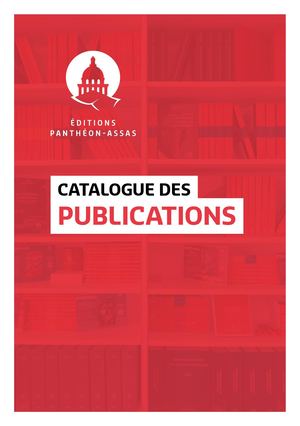 Catalogue des Éditions Panthéon-Assas