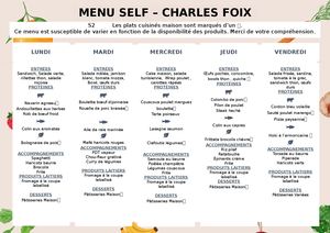 Menu Self CfX S2 ÉTé