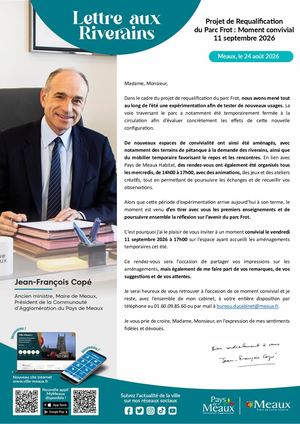 Lettre aux riverains : Projet de Requalification du Parc Frot