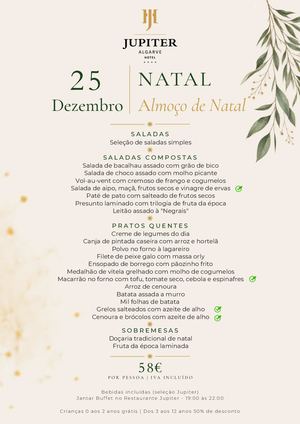 Menu Almoço de Natal | Jupiter Algarve Hotel