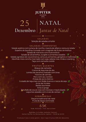 Menu Jantar de Natal | Jupiter Algarve Hotel