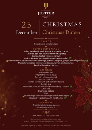 Menu Christmas Dinner | Jupiter Algarve Hotel