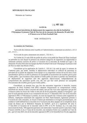 Arrêté ministériel