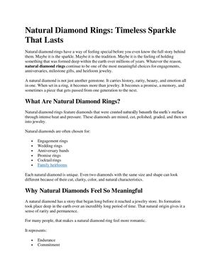 Natural Diamond Rings Timeless Sparkle That Lasts