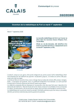 CP - Ouverture de la médiatheque du Fort