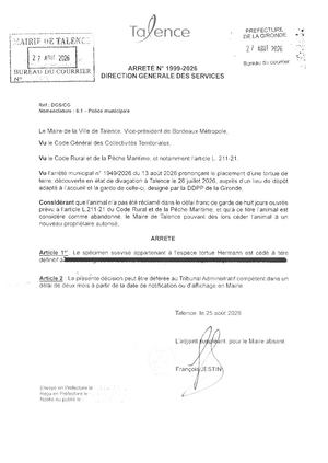 Arrete 1999 2026 - Cession A Titre Definitif Tortue