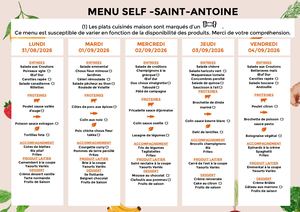 Menu Self Du 31 08 2026 Au 04 09 2026