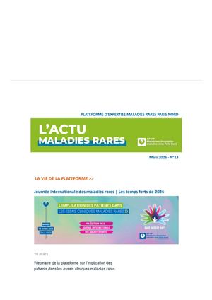 L'actu Maladies Rares N13 Lettre De La Plateforme D'expertise Maladies Rares Paris Nord Mars 2026 (1)