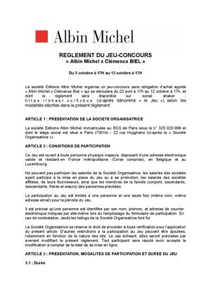 Reglement JC Clémence Biel
