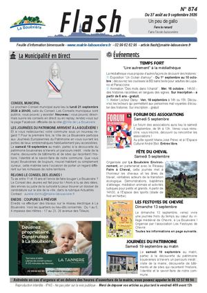 Flash N°874 du 27 août au 9 septembre 2026