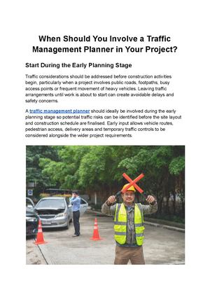 When Should You Involve A Traffic Management Planner In Your Project
