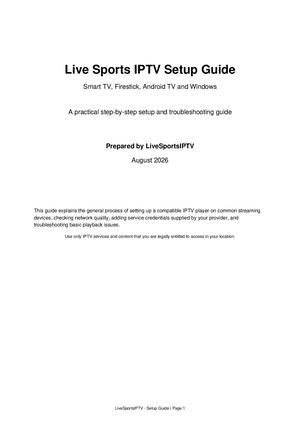 Live Sports IPTV Setup Guide: Smart TV, Firestick, Android TV and Windows