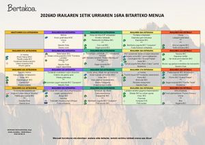 2026KO IRAILAREN 1ETIK URRIAREN 16RA BITARTEKO MENUA