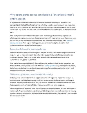 Why Spare Parts Access Can Decide A Tanzanian Farmer’s Entire Season