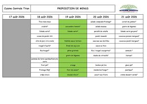 Menus 1ère Période 2026 2027