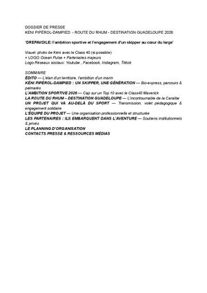 Dossier De Presse Kéni Piperol-Dampied "DRÉPAVOILE"