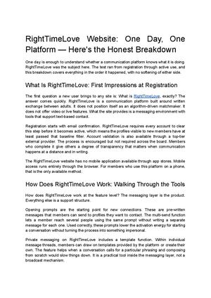 RightTimeLove Website: One Day, One Platform Breakdown