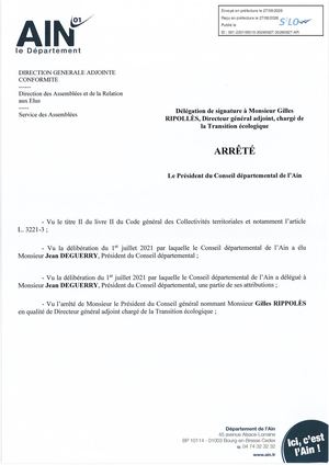 Arrêté Délégation Signature M Ripollès  Directeur général adjoint chargé de la Transition écologique