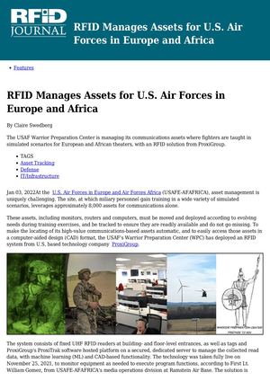 Rfid Manages Assets For U S Air Forces In Europe And Africa