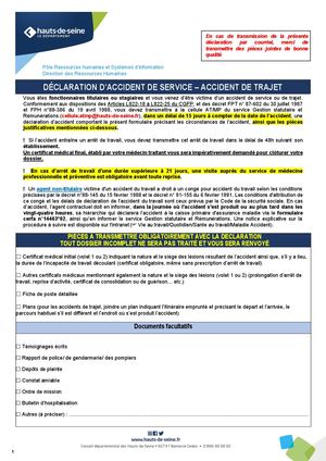 Formulaire Drh Accident De Service Accident De Trajet Titulaire Et Stagiaire 2026