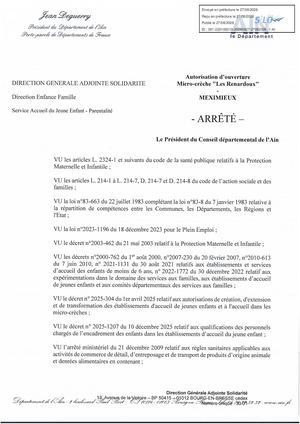 Arrete D'ouverture MC Les Renardoux Meximieux