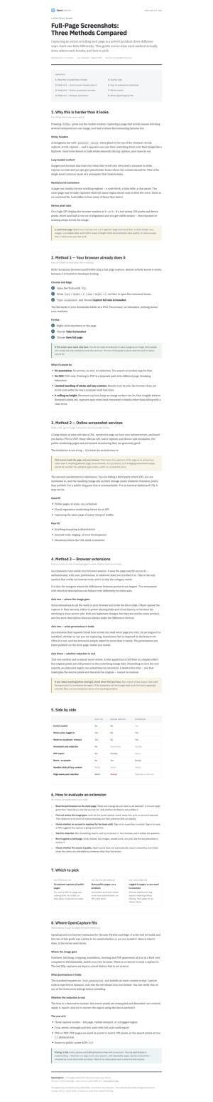 Full Page Screenshot Guide — What Breaks, and How to Pick a Tool