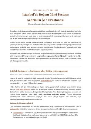İstanbul'da En İyi Pasta Yapan Pastaneler