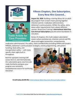 International Adult Day Care Subscription Blog Post Trade Article