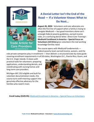 Medicaid Enrollment Volunteers Blog Post Trade Article