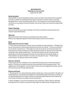 Walking With Abiding As A Community August 30 2026