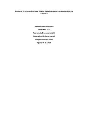 Producto 3 Informe En Cipas Diseño De La Estrategia Internacional De La Empresa
