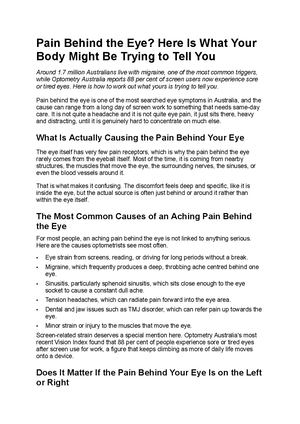 Pain Behind The Eye