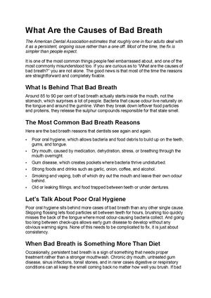 What Is The Causes Of Bad Breath
