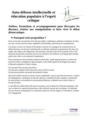 Déploiement De L'auto Défense Intellectuelle En Auvergne Rhône Alpes