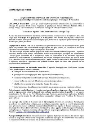 Comuniqué de Presse Nord Stream