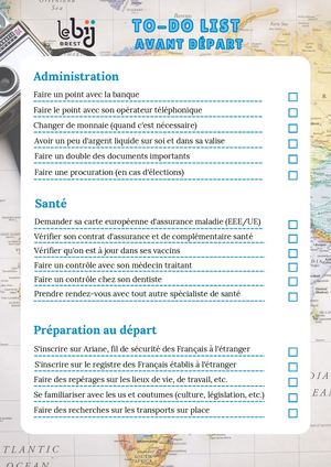 Flyer to do list avant départ du BIJ de Brest