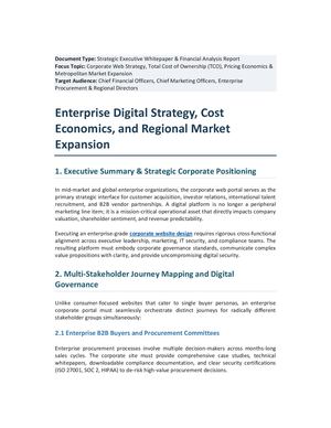 Enterprise Digital Strategy, Cost Economics, and Regional Market Expansion