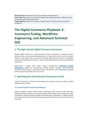 The Digital Commerce Playbook: ECommerce Scaling, WordPress Engineering, and Advanced Technical SEO
