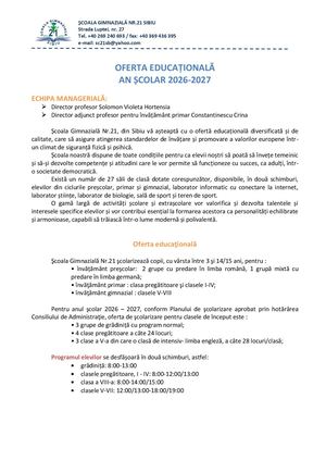 Oferta Educationala 2026 2027