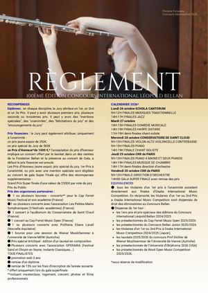 Règlement 100e Édition Concours International Léopold Bellan