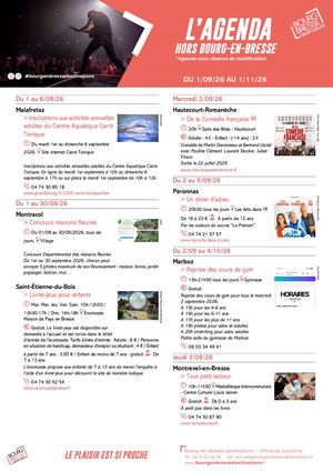 Agenda Gba Hors Bourg Septembre Octobre 2026