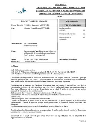 Arrêté 26 368 109 Avenue Pasteur