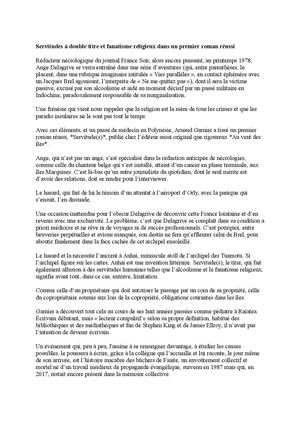 Servitudes "Servidumbres por partida doble y fanatismo religioso en una primera novela logradaux Dans Un Premier Roman Réussi Oscar Caballero