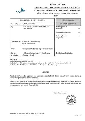 Arrêté 26 374 128 Rue Du Général Leclerc