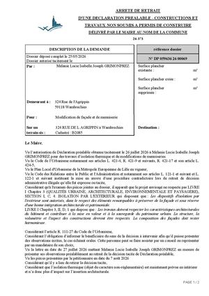 Arrêté 26 373 324 Rue De L'agrippin