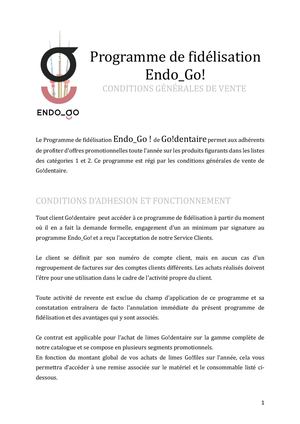 Conditions Programme Endogo