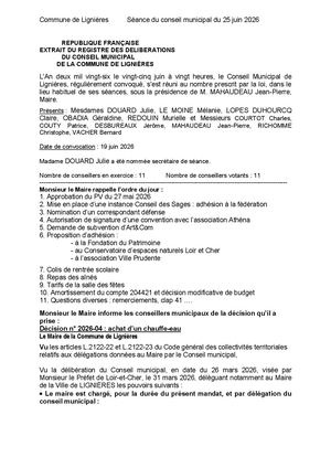 Conseil municipal du 25 Juin 2026