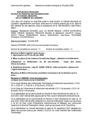 Conseil municipal du 23 Juillet 2026