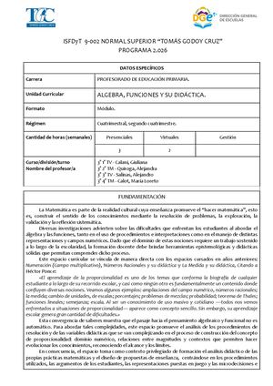 Programa Alg Fun Y Su Didáct 2026 Curso 3° Pep T9002